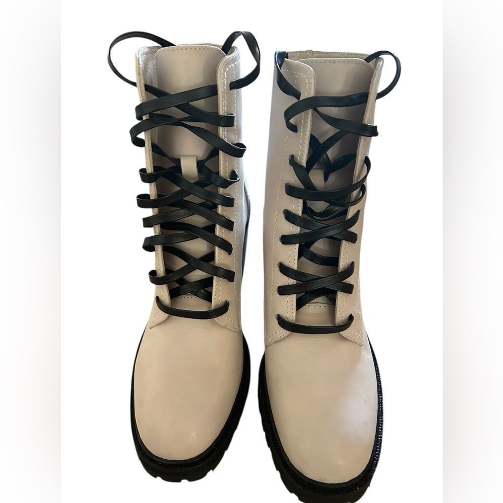Artisan Crafted By Zigi Semi High Lace-Up Boots - Cream Leather, Size 8, Nwot